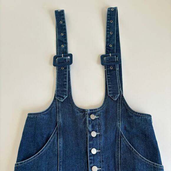 Cloud Ten Blue Denim Overall Casual Cotton Mini Dress Women’s Size Medium NWT - Picture 4 of 9